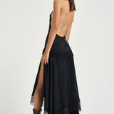 Abito donna lungo Tish in raso nero délavé T200158A TNV147BLACK THE ANDAMANE 