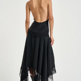 Abito donna lungo Tish in raso nero délavé T200158A TNV147BLACK THE ANDAMANE 