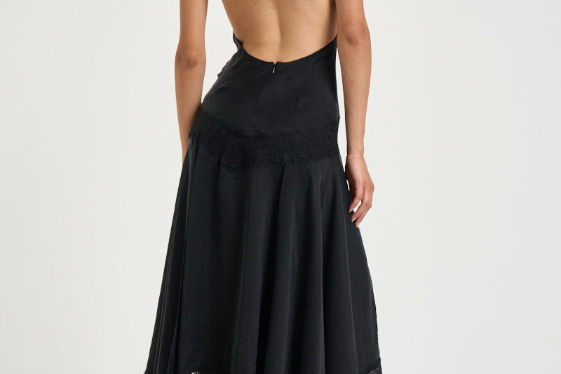 Abito donna lungo Tish in raso nero délavé T200158A TNV147BLACK THE ANDAMANE 