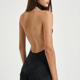 Abito donna lungo Tish in raso nero délavé T200158A TNV147BLACK THE ANDAMANE 