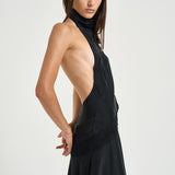 Abito donna lungo Tish in raso nero délavé T200158A TNV147BLACK THE ANDAMANE 