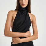 Abito donna lungo Tish in raso nero délavé T200158A TNV147BLACK THE ANDAMANE 