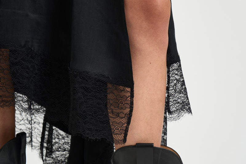 Abito donna lungo Tish in raso nero délavé T200158A TNV147BLACK THE ANDAMANE 