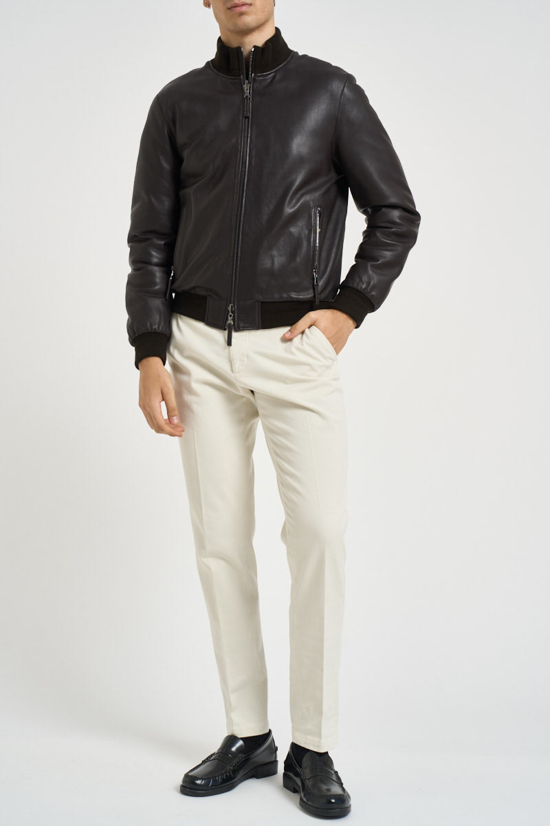 Bomber uomo in pelle marrone scuro DEREK PLONGEE06 THE JACK LEATHERS 