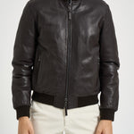 Bomber uomo in pelle marrone scuro DEREK PLONGEE06 THE JACK LEATHERS 