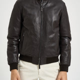 Bomber uomo in pelle marrone scuro DEREK PLONGEE06 THE JACK LEATHERS 