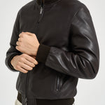 Bomber uomo in pelle marrone scuro DEREK PLONGEE06 THE JACK LEATHERS 