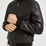 Bomber uomo in pelle marrone scuro DEREK PLONGEE06 THE JACK LEATHERS 