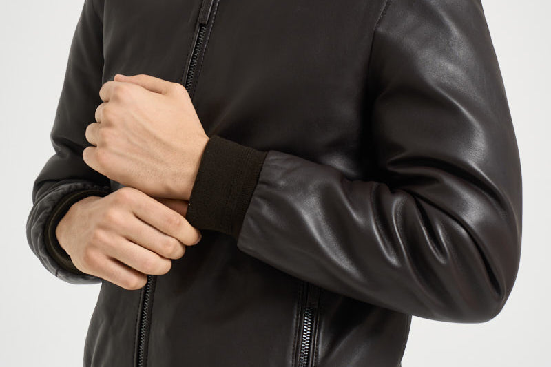 Bomber uomo in pelle marrone scuro DEREK PLONGEE06 THE JACK LEATHERS 