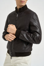 Bomber uomo in pelle marrone scuro DEREK PLONGEE06 THE JACK LEATHERS 
