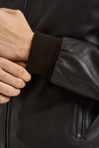 Bomber uomo in pelle marrone scuro DEREK PLONGEE06 THE JACK LEATHERS 