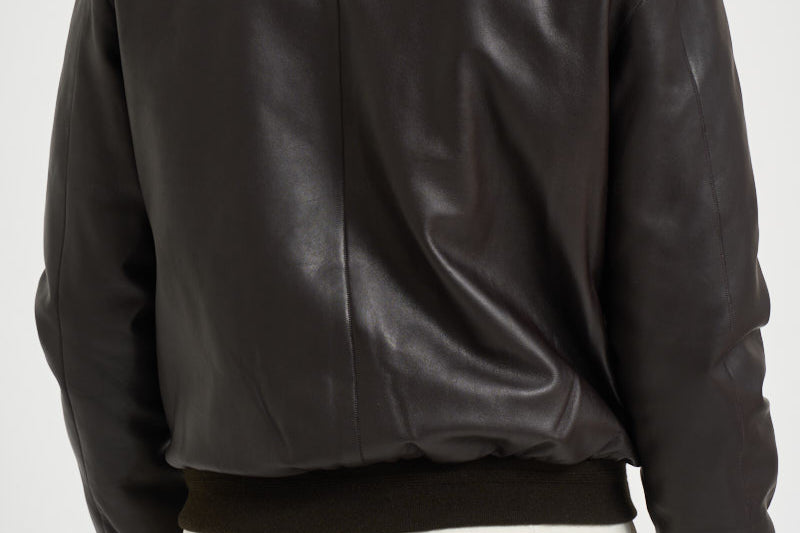Bomber uomo in pelle marrone scuro DEREK PLONGEE06 THE JACK LEATHERS 