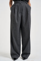 Pantaloni donna palazzo antracite mélange AXEL T0012GREY THE LATEST 