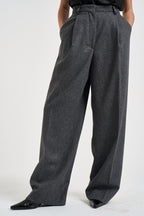Pantaloni donna palazzo antracite mélange AXEL T0012GREY THE LATEST 