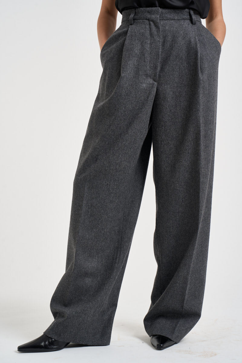 Pantaloni donna palazzo antracite mélange AXEL T0012GREY THE LATEST 