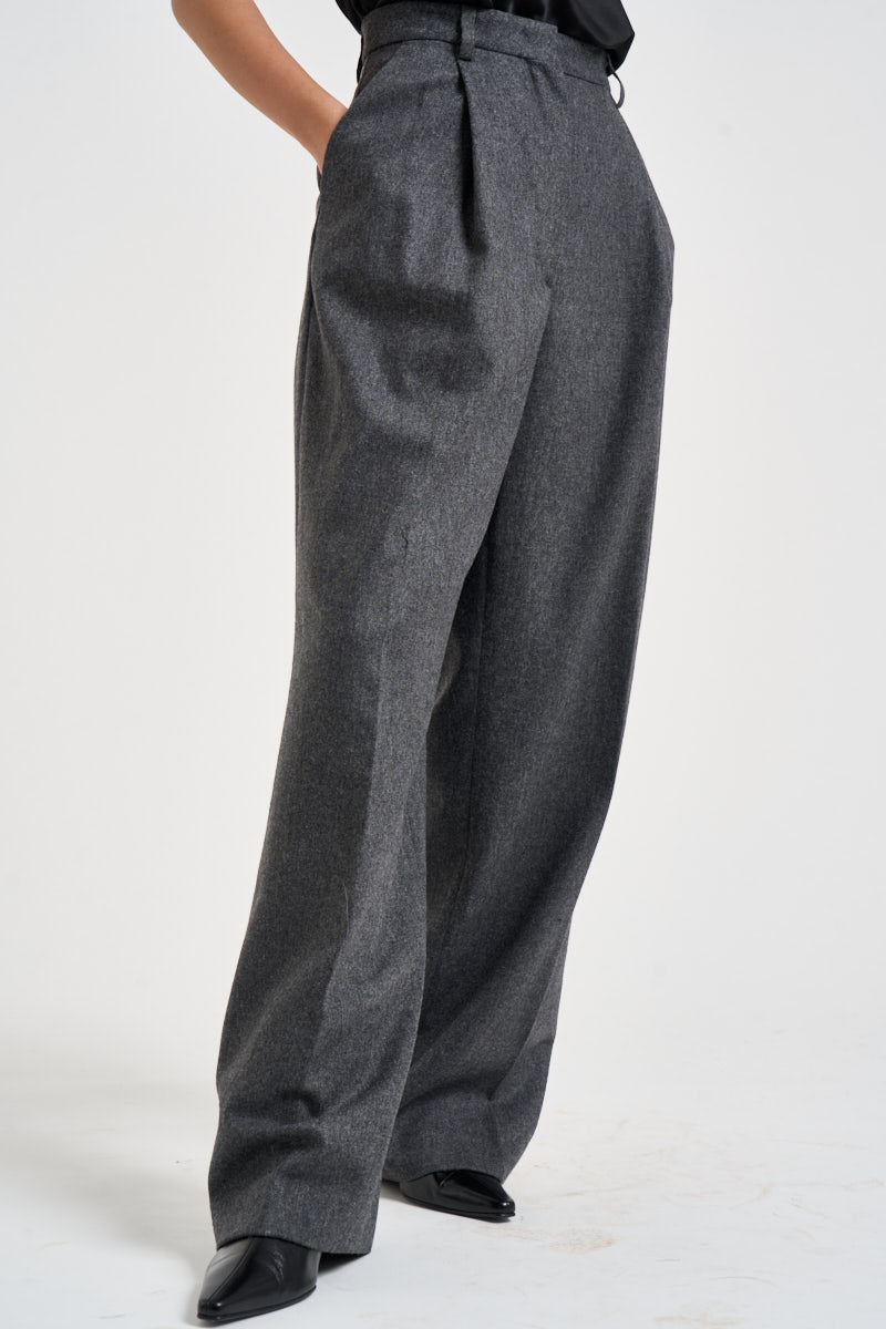 Pantaloni donna palazzo antracite mélange AXEL T0012GREY THE LATEST 