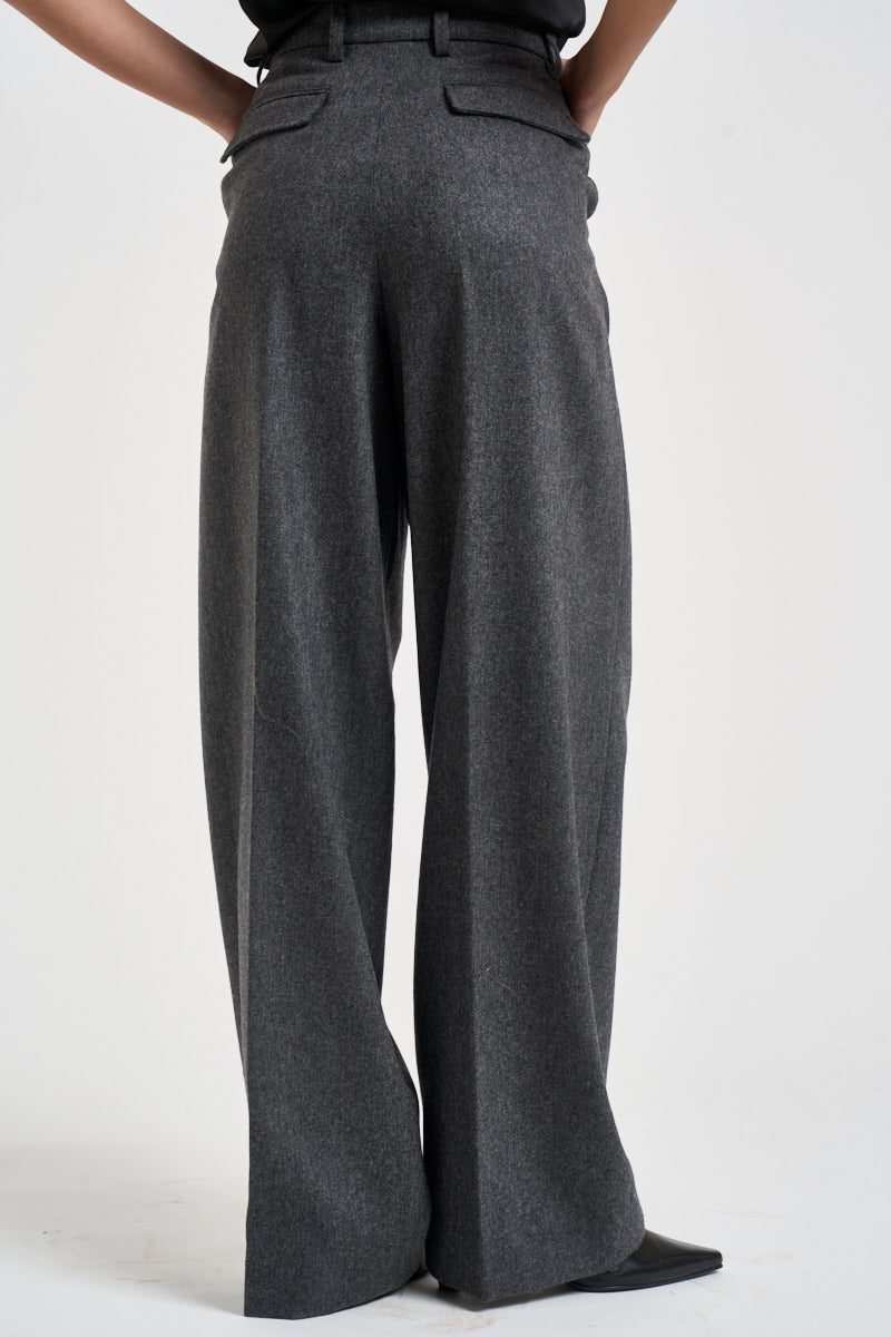 Pantaloni donna palazzo antracite mélange AXEL T0012GREY THE LATEST 