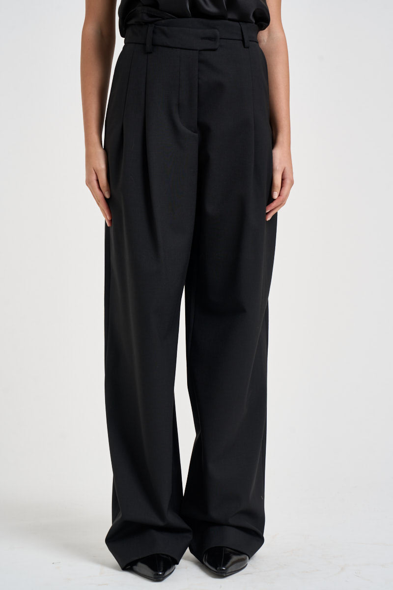 Pantaloni donna chiusura asimmetrica neri ESTER W0206T0002 THE LATEST 