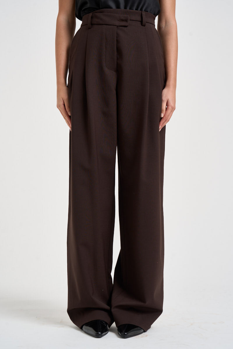 Pantaloni donna chiusura asimmetrica cioccolato ESTER W0206T0215 THE LATEST 