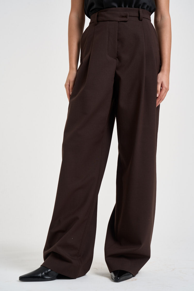 Pantaloni donna chiusura asimmetrica cioccolato ESTER W0206T0215 THE LATEST 