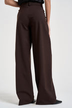Pantaloni donna chiusura asimmetrica cioccolato ESTER W0206T0215 THE LATEST 