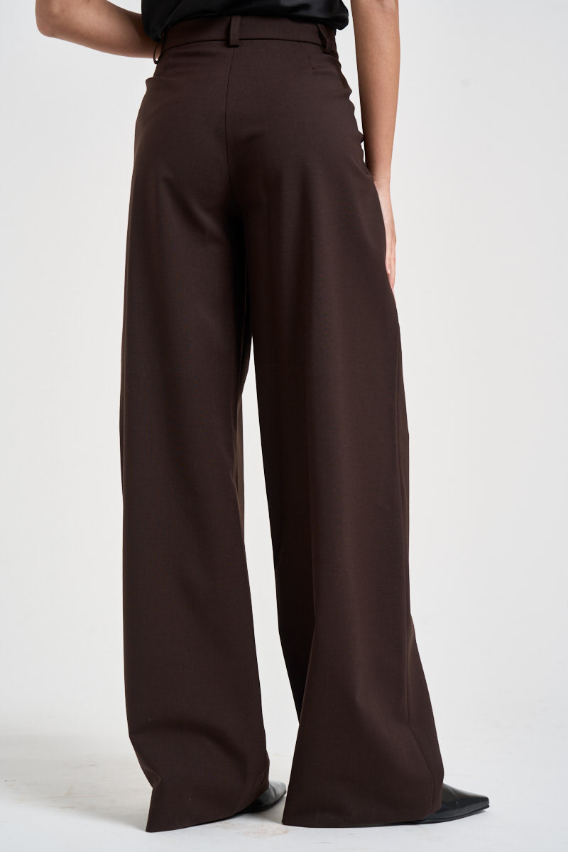 Pantaloni donna chiusura asimmetrica cioccolato ESTER W0206T0215 THE LATEST 