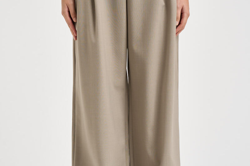 Pantaloni donna chiusura asimmetrica beige chiaro ESTER W0206T0291 THE LATEST 