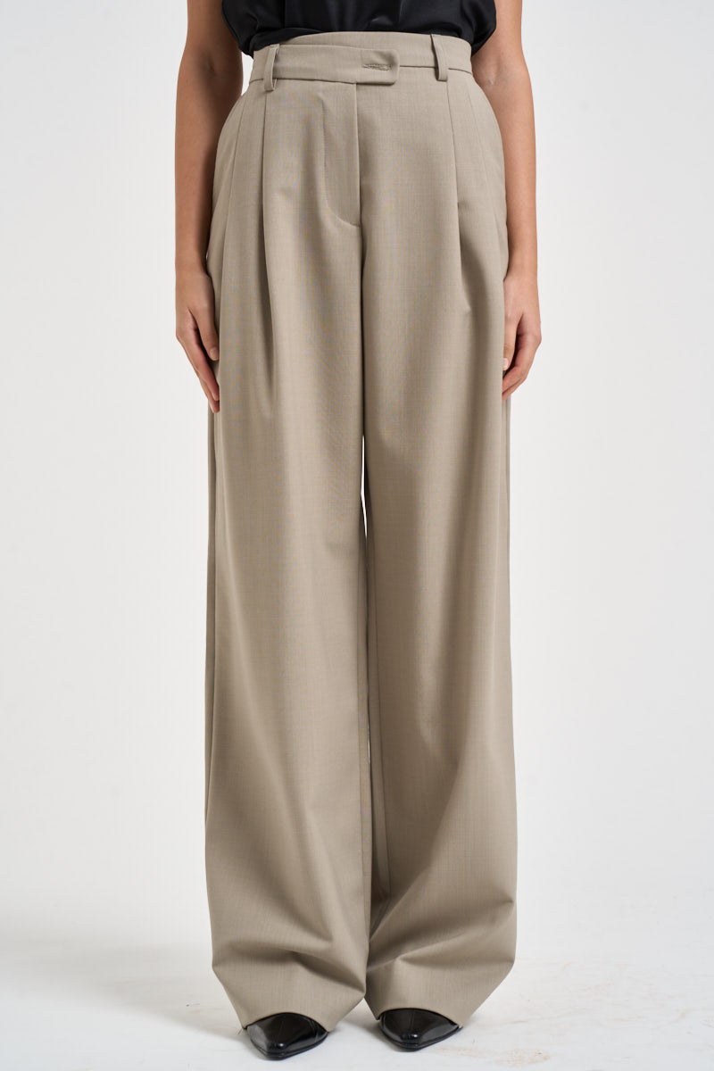 Pantaloni donna chiusura asimmetrica beige chiaro ESTER W0206T0291 THE LATEST 
