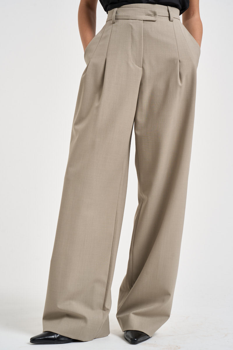 Pantaloni donna chiusura asimmetrica beige chiaro ESTER W0206T0291 THE LATEST 