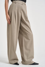 Pantaloni donna chiusura asimmetrica beige chiaro ESTER W0206T0291 THE LATEST 