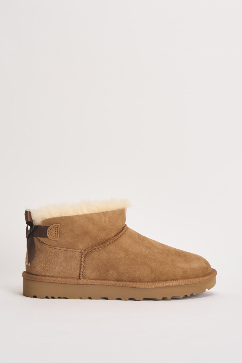 Stivaletti donna Ultra Mini Bailey Bow cammello 1185491 CHESTNUT UGG 