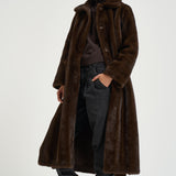 Cappotto donna lungo in ecopelliccia marrone 4120 ECO VINTAGE MINKCOCOA VALENTINI 