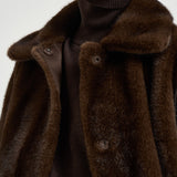 Cappotto donna lungo in ecopelliccia marrone 4120 ECO VINTAGE MINKCOCOA VALENTINI 