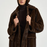 Cappotto donna lungo in ecopelliccia marrone 4120 ECO VINTAGE MINKCOCOA VALENTINI 