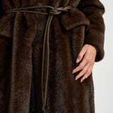 Cappotto donna lungo in ecopelliccia marrone 4120 ECO VINTAGE MINKCOCOA VALENTINI 