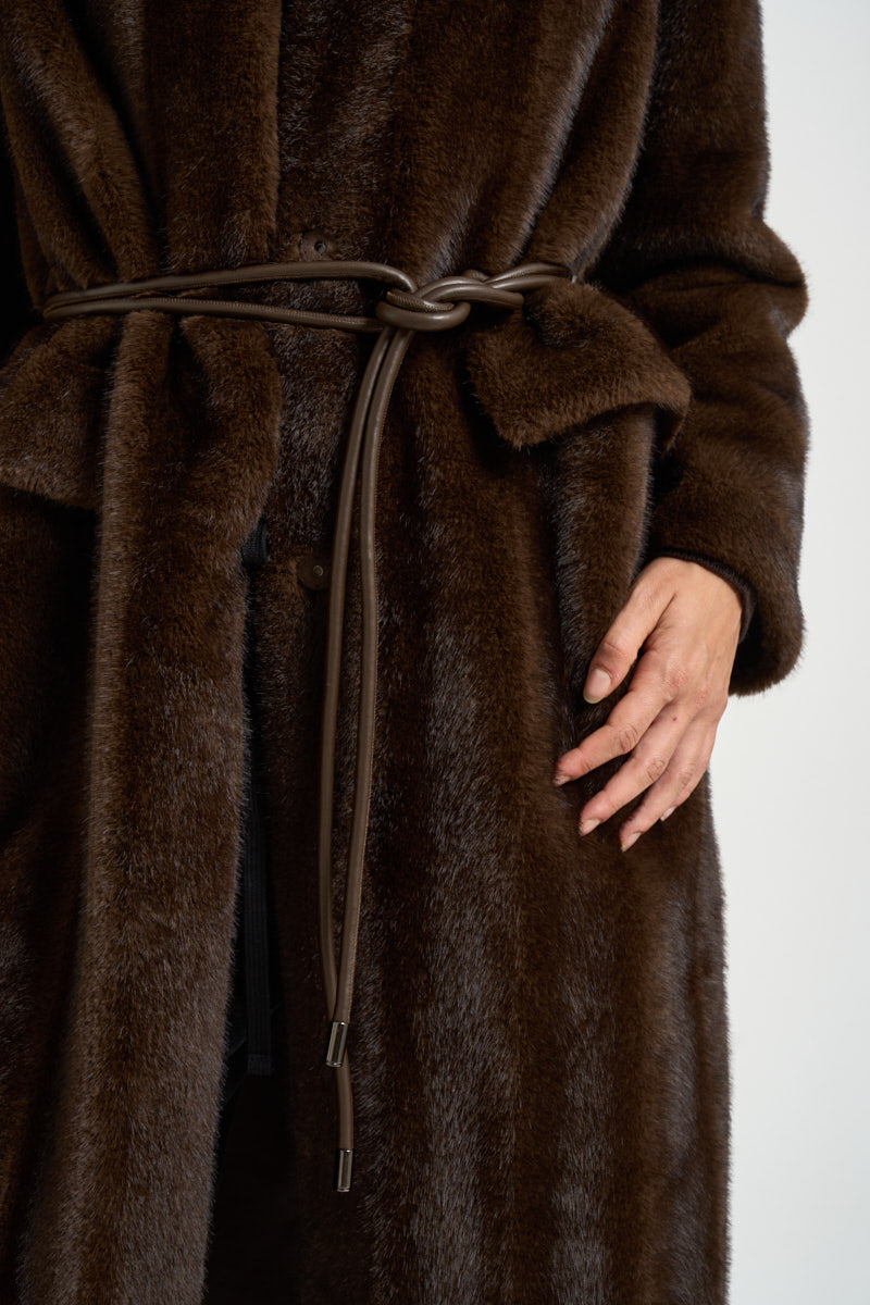 Cappotto donna lungo in ecopelliccia marrone 4120 ECO VINTAGE MINKCOCOA VALENTINI 