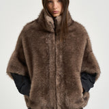 Giacca donna in ecopelliccia marrone 4128 ECO ZIBELLINOTAUPE VALENTINI 