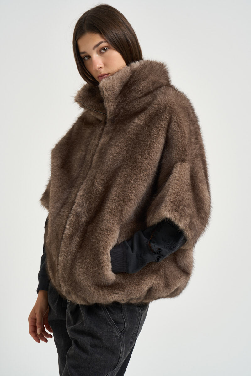 Giacca donna in ecopelliccia marrone 4128 ECO ZIBELLINOTAUPE VALENTINI 