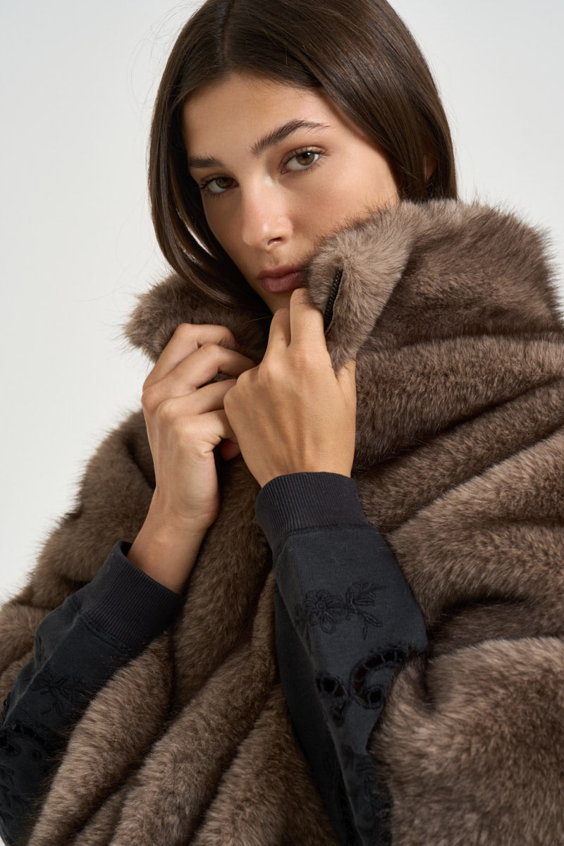 Giacca donna in ecopelliccia marrone 4128 ECO ZIBELLINOTAUPE VALENTINI 