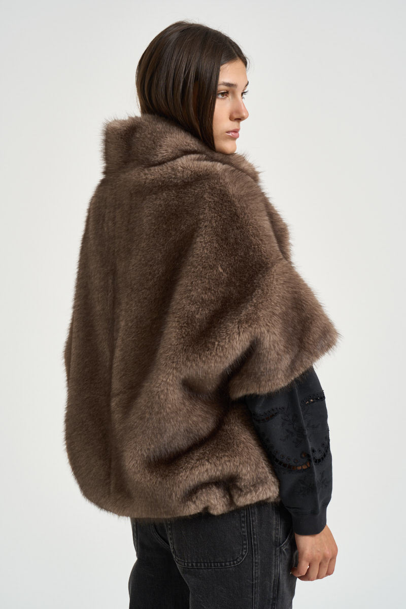 Giacca donna in ecopelliccia marrone 4128 ECO ZIBELLINOTAUPE VALENTINI 