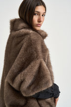 Giacca donna in ecopelliccia marrone 4128 ECO ZIBELLINOTAUPE VALENTINI 