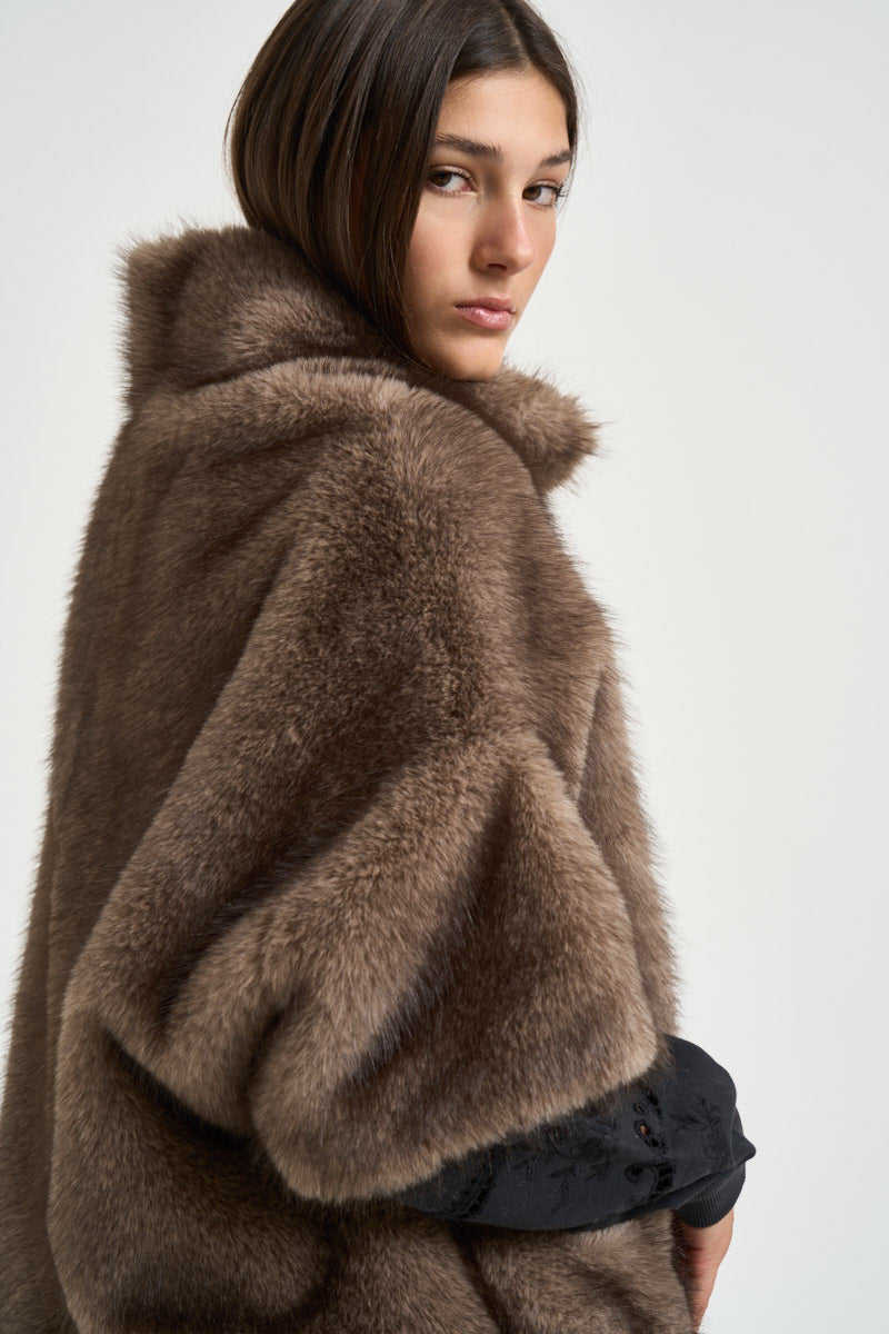 Giacca donna in ecopelliccia marrone 4128 ECO ZIBELLINOTAUPE VALENTINI 