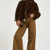 Bomber donna in ecopelliccia marrone 4132 ECO ZIBELLINOCOCOA VALENTINI 