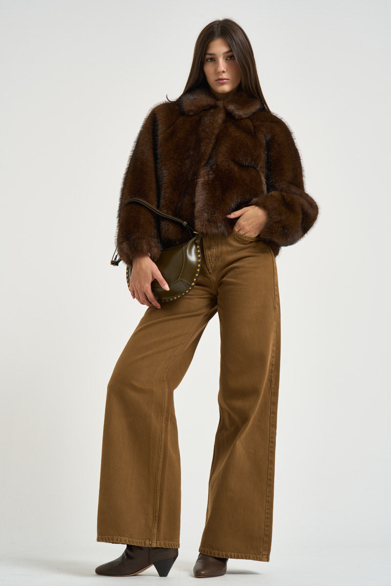 Bomber donna in ecopelliccia marrone 4132 ECO ZIBELLINOCOCOA VALENTINI 