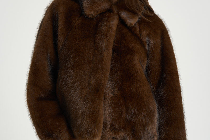 Bomber donna in ecopelliccia marrone 4132 ECO ZIBELLINOCOCOA VALENTINI 