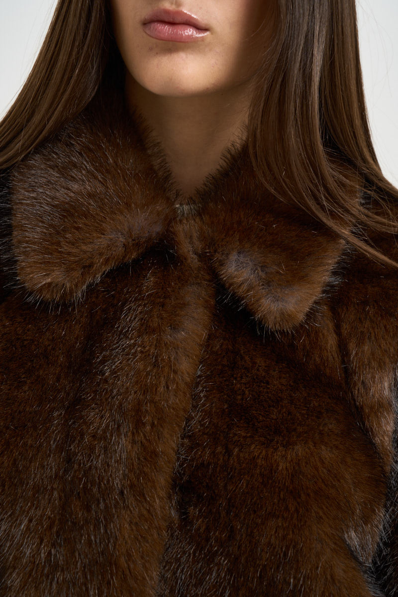 Bomber donna in ecopelliccia marrone 4132 ECO ZIBELLINOCOCOA VALENTINI 