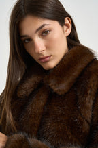 Bomber donna in ecopelliccia marrone 4132 ECO ZIBELLINOCOCOA VALENTINI 