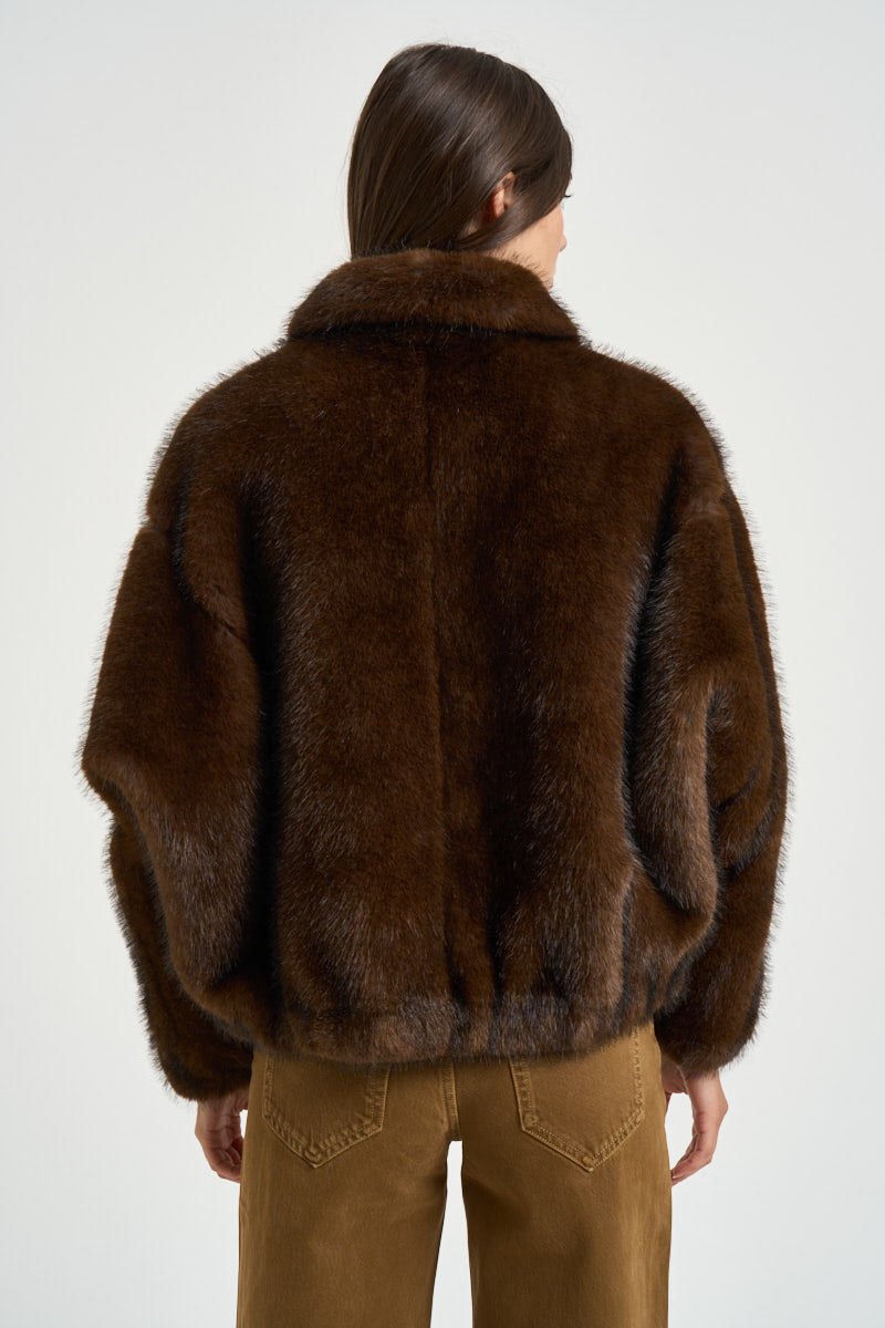 Bomber donna in ecopelliccia marrone 4132 ECO ZIBELLINOCOCOA VALENTINI 