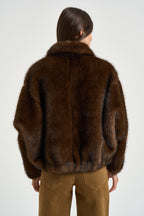 Bomber donna in ecopelliccia marrone 4132 ECO ZIBELLINOCOCOA VALENTINI 