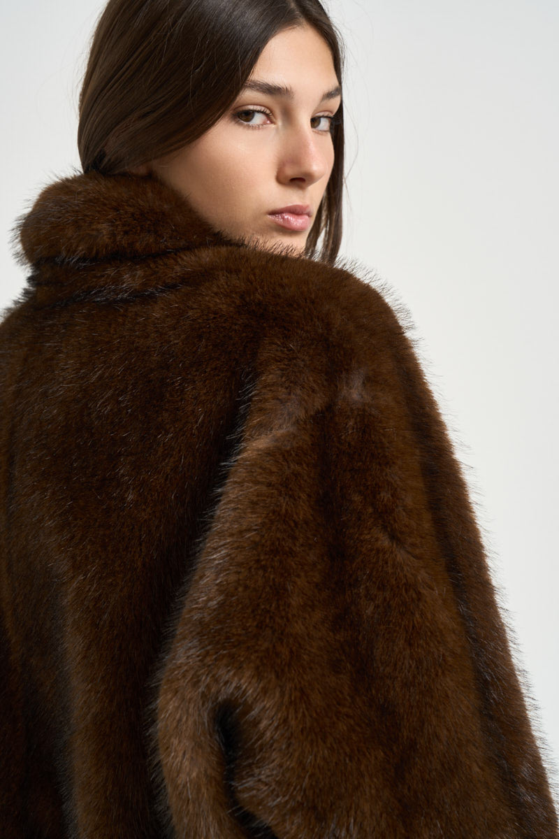 Bomber donna in ecopelliccia marrone 4132 ECO ZIBELLINOCOCOA VALENTINI 